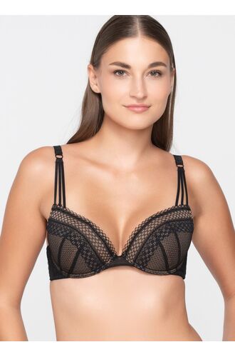Γυναικείο Σουτιέν  Push-Up Luna - Μαύρο - Δαντέλα - Cup B - Polyamide - Regular Fit