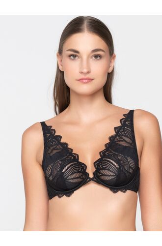Γυναικείο Σουτιέν τριγωνάκι Luna Sylvie - Μαύρο - Ζακάρ δαντέλα - Cup C - Polyamide - Regular Fit