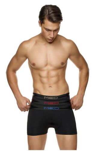 MED Ανδρικό boxer - Μαύρο -  Fashion λάστιχο με Logo - MULTIPACK x3- Regular Fit - ModalMED Ανδρικό boxer - Μαύρο -  Fashion λάστιχο με Logo - MULTIPACK x3- Regular Fit - Modal