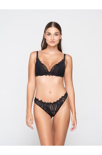 Σουτιέν  Push-Up Luna Sylvie - Μαύρο - Ζακάρ δαντέλα - Cup B - Polyamide - Regular Fit