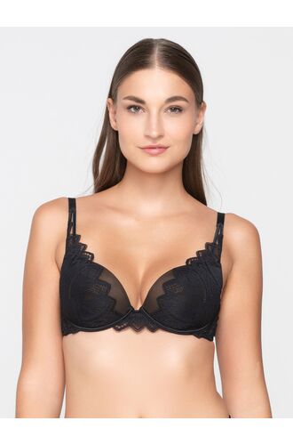 Σουτιέν  Push-Up Luna Sylvie - Μαύρο - Ζακάρ δαντέλα - Cup B - Polyamide - Regular Fit