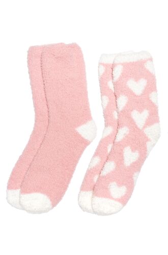 Γυναικείες κάλτσες Pink Label - Ροζ fleece - 2 Pack - Polyester - Regular Fit