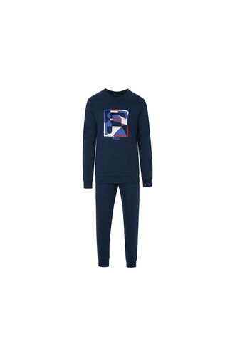 Ανδρική Πυτζάμα FILA - Χειμερινή - Navy με print - Cotton - Regular Fit