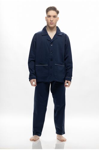 Ανδρική πυτζάμα Galaxy - Μπλε με πουκάμισο - Regular Fit - Cotton