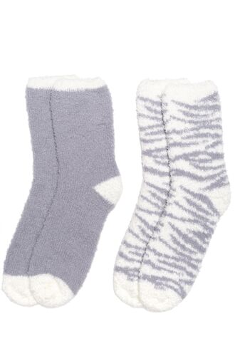 Γυναικείες κάλτσες Pink Label - Γκρι fleece - 2 Pack - Polyester - Regular Fit
