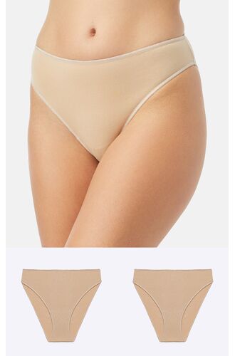 Γυναικείο Brazil slip Minerva Fimelle - Invisible slip - Μπεζ -  2 Pack - Regular Fit - Modal