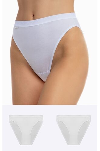 Γυναικείο Brazil slip Minerva - Λευκό - Ψηλόμεσο - 2 Pack - Regular Fit - Cotton