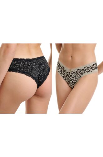 Γυναικείο brazil slip Walk - Δαντέλα - Print Brief από ίνες bamboo - Regular Fit - 2 pack