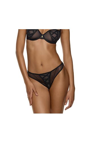 Γυναικείο Brazilian MED SYLVIE - Μαύρo - Μπεζ - Sexy slip - Regular Fit - Polyester