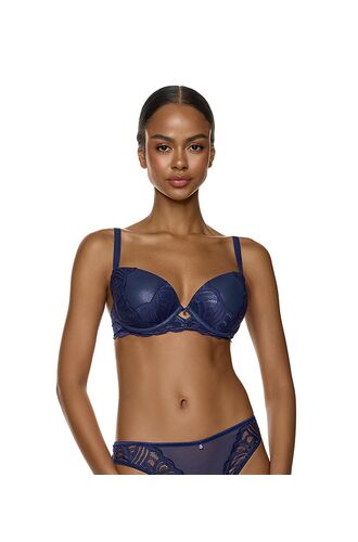 Γυναικείο Σουτιέν MED NORA - Χωρίς ενίσχυση - Μπλε Δαντέλα - Regular Fit - Polyester - Cup D