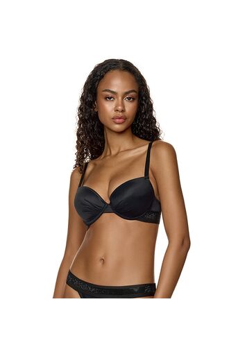 Γυναικείο Σουτιέν Push Up MED MONET - Μαύρο με στρας - Regular Fit - Polyester - Cup B