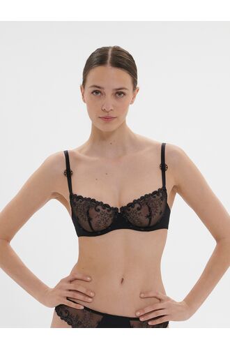 Γυναικείο σουτιέν Simone Pérèle - Μαύρο - Δαντέλα - Half Cup C D E - Polyamide - Regular Fit