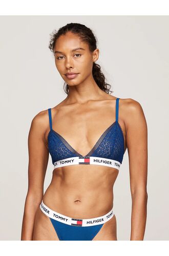 Γυναικείο σουτιέν τριγωνάκι Tommy Hilfiger - Μπλε δαντέλα - Logo - Nylon - Regular Fit