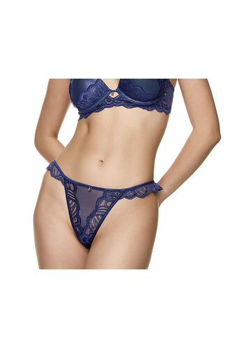 Γυναικείο T-String MED NORA - Μπλε Δαντέλα - Sexy slip - Regular Fit - Modal
