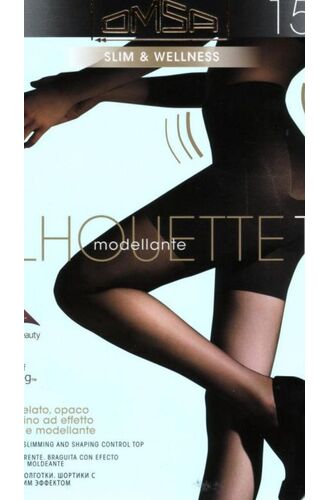 Καλσόν Omsa Silhouette 15 Den - Μαύρο με λαστέξ - Δεν Διαγράφει - Lycra