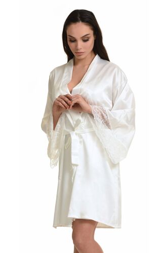 Νυφική ρόμπα Bride Miss Rosy - Σατέν Ιβουάρ - Δαντέλα