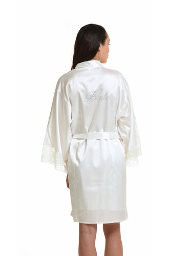 Νυφική ρόμπα Bride Miss Rosy - Σατέν Ιβουάρ - Δαντέλα