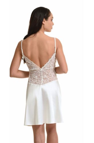 Νυφικό νυχτικό Miss Rosy - Σατέν Ιβουάρ - Δαντέλα
