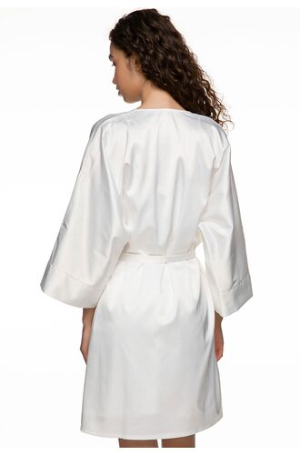 Νυφική ρόμπα Miss Rosy - Σατέν Ιβουάρ με ζώνη