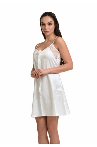 Νυφικό νυχτικό Miss Rosy - Σατέν Ιβουάρ - Δαντέλα