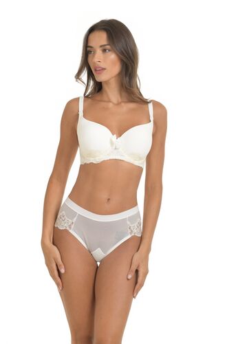 Slip Κανονικό νυφικό Miss Rosy - Ιβουάρ - Διαφάνεια & Κέντημα