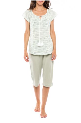 Γυναικεία πυτζάμα Pink Label - Μέντα κάπρι - Γεωμετρικό Print