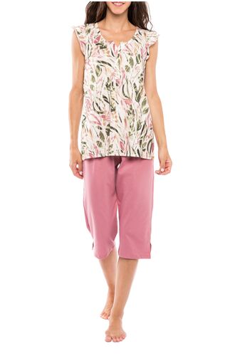 Γυναικεία πυτζάμα Pink Label - Ροζ κάπρι - Αμάνικη εμπριμέ