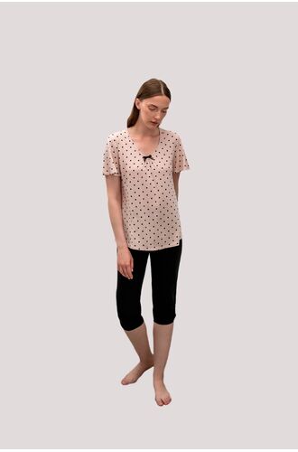 Γυναικεία πυτζάμα  Vamp - Κάπρι παντελόνι -  Ροζ πουά