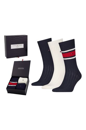 Ανδρικές κάλτσες Tommy Hilfiger - GIFTBOX - Navy και Λευκές - 3 Pack - Cotton