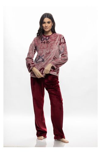 Γυναικεία πυτζάμα Galaxy - Fleece - Σάπιο μήλο Print - Regular Fit - PolyesterΓυναικεία πυτζάμα Galaxy - Fleece - Σάπιο μήλο Print - Regular Fit - Polyester