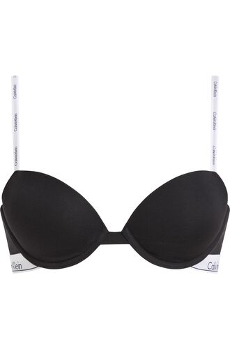Γυναικείο Σουτιέν Calvin Klein - T-shirt Bra - Μαύρο - Λευκό λάστιχο - Cotton - Regular Fit