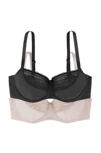 Σουτιέν Dorina Savanna - Μαύρο + Μπεζ - Μεγάλα μεγέθη - 1+1 ΔΩΡΟ - Χωρίς Ενίσχυση - Με Μπανέλα - Cup D - E