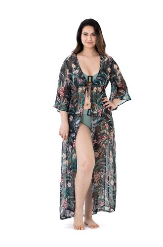 Γυναικείο Beachwear Dorina - 3/4 μανίκι - Εμπριμέ - Μαxi