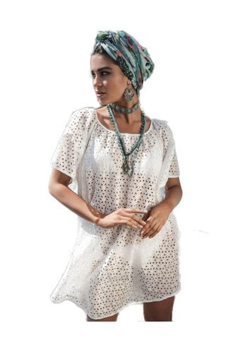 Γυναικείο Beachwear Rock Club - Λευκό Φόρεμα - Κιπούρ Δαντέλα
