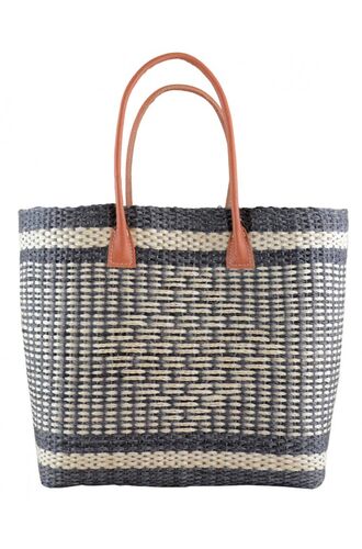 Τσάντα θαλάσσης Rock Club - Χειροποίητη - Πλεκτή - Γκρι με σχέδιο