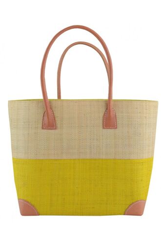 Τσάντα θαλάσσης Rock Club - Χειροποίητη Raffia - Κίτρινο - Μπεζ