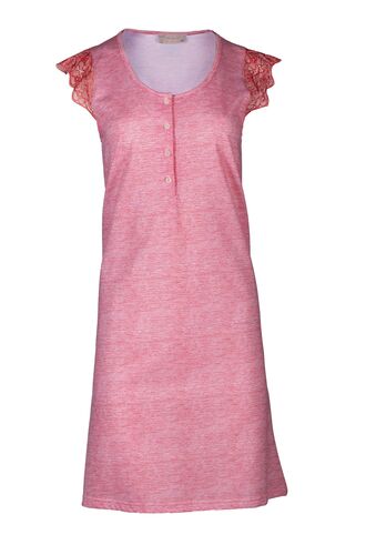 Γυναικείο Νυχτικό Pink Label - Pink - Αμάνικο με Δαντέλα - Πατιλέτα - Cotton