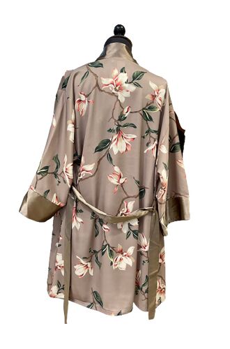 Γυναικεία Ρόμπα - Νυχτικό Σατέν - Σετ Fontana di vita - Μόκα/Φλοράλ