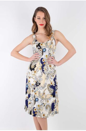 Φόρεμα Claire Katrania - Outwear midi - Εμπριμέ - Φαρδιές τιράντες