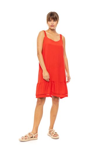 Γυναικείο Beachdress Pink Label -  Φόρεμα - Κόκκινο - Regular Fit - Viscose