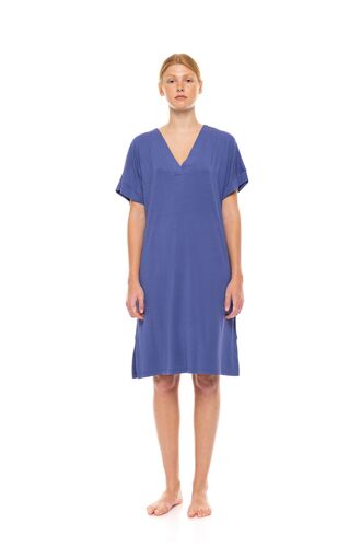 Γυναικείο Νυχτικό Pink Label -  Cosmos Blue - Κοντό Μανίκι - Bamboo