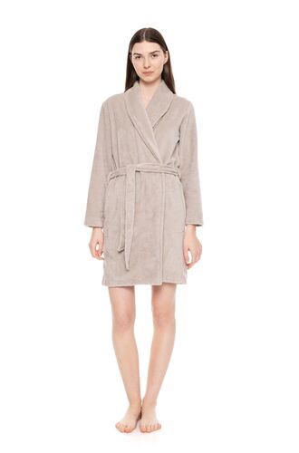 Γυναικεία Ρόμπα Pink Label - Κοντή - Elephant Grey - Bamboo - Regular Fit