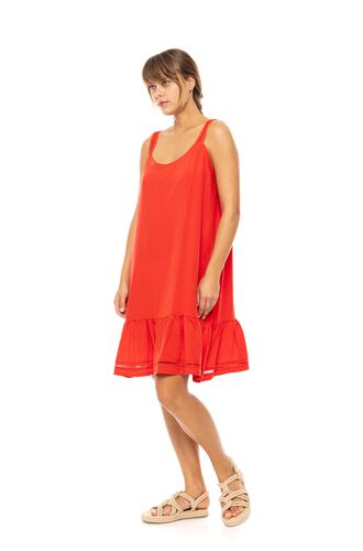Γυναικείο Beachdress Pink Label -  Φόρεμα - Κόκκινο - Regular Fit - Viscose