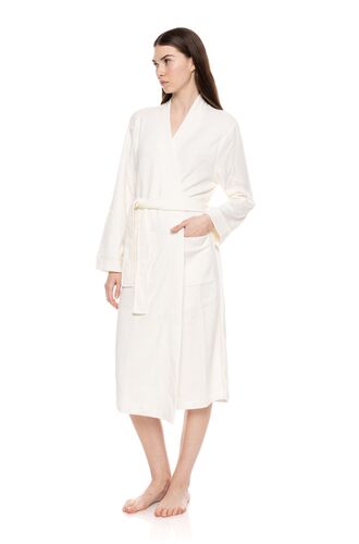 Γυναικεία Ρόμπα Pink Label - Midi - Λευκή- Viscose - Regular Fit