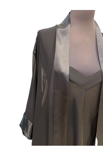 Γυναικεία Ρόμπα Σατέν - Νυχτικό Σατέν - Σετ Fontana di vita - Μαύρο