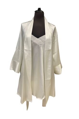 Γυναικεία Ρόμπα Σατέν - Νυχτικό Σατέν - Σετ Fontana di vita - Ιβουάρ