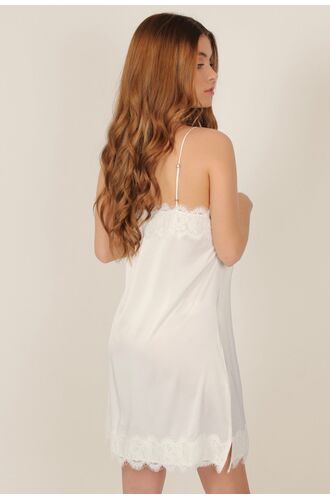 Νυφικό Νυχτικό Admas - Σατέν Ιβουάρ - Δαντέλα