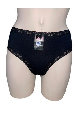 Γυναικείο Slip Midi MEI - Μαύρο - Οικολογικό βαμβάκι - Λάστιχο Δαντέλα