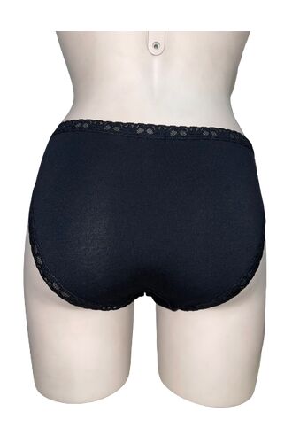 Γυναικείο Slip Midi MEI - Μαύρο - Οικολογικό βαμβάκι - Λάστιχο Δαντέλα