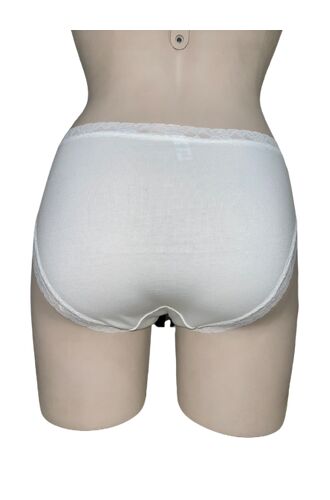 Γυναικείο Slip Midi MEI - Λευκό - Οικολογικό βαμβάκι - Λάστιχο Δαντέλα